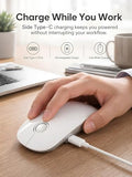 R306 Pro Wireless Mouse, Dual Bluetooth & 2.4G, Type-C Rechargeable, Silent Click, Slim Symmetrical Design, Portable For Laptop/Ipad/Macbook/Desktop/Windows/Macos White