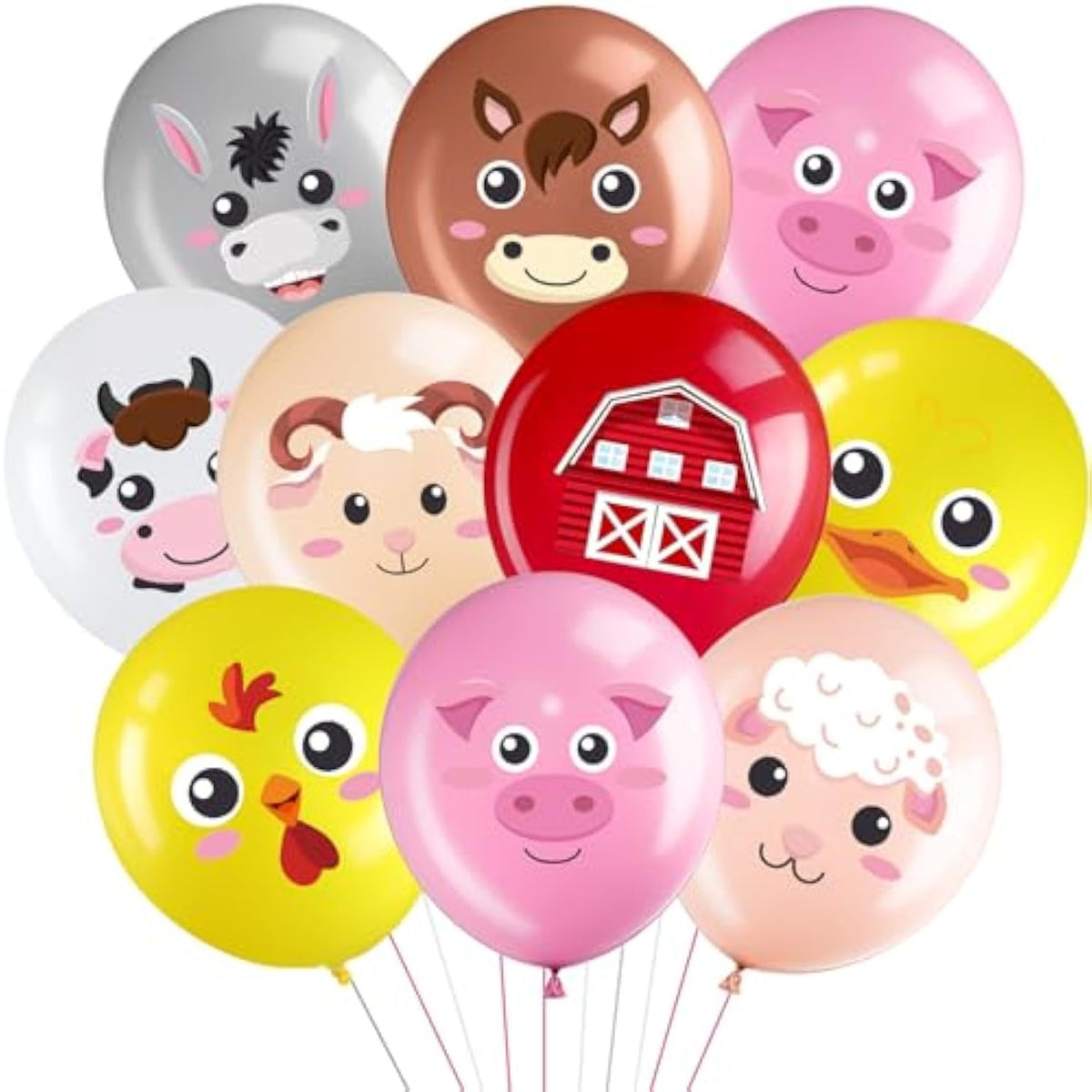 45 Pcs Farm Animal Balloons 12 Inch Pig Cow Sheep Latex Balloons Animal Farmhouse Party Decoration For Kids Birthday Party Baby Shower Indoor Outdoor Decor