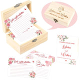 Advice And Wishes Cards Box - 50 Pcs Double Sided Floral Wedding & Baby Shower Advice Cards, Bridal Shower Decorations, Funny Advice For Bride & Groom, Well Wishes Box For Graduation, Christmas, Birthday Party
