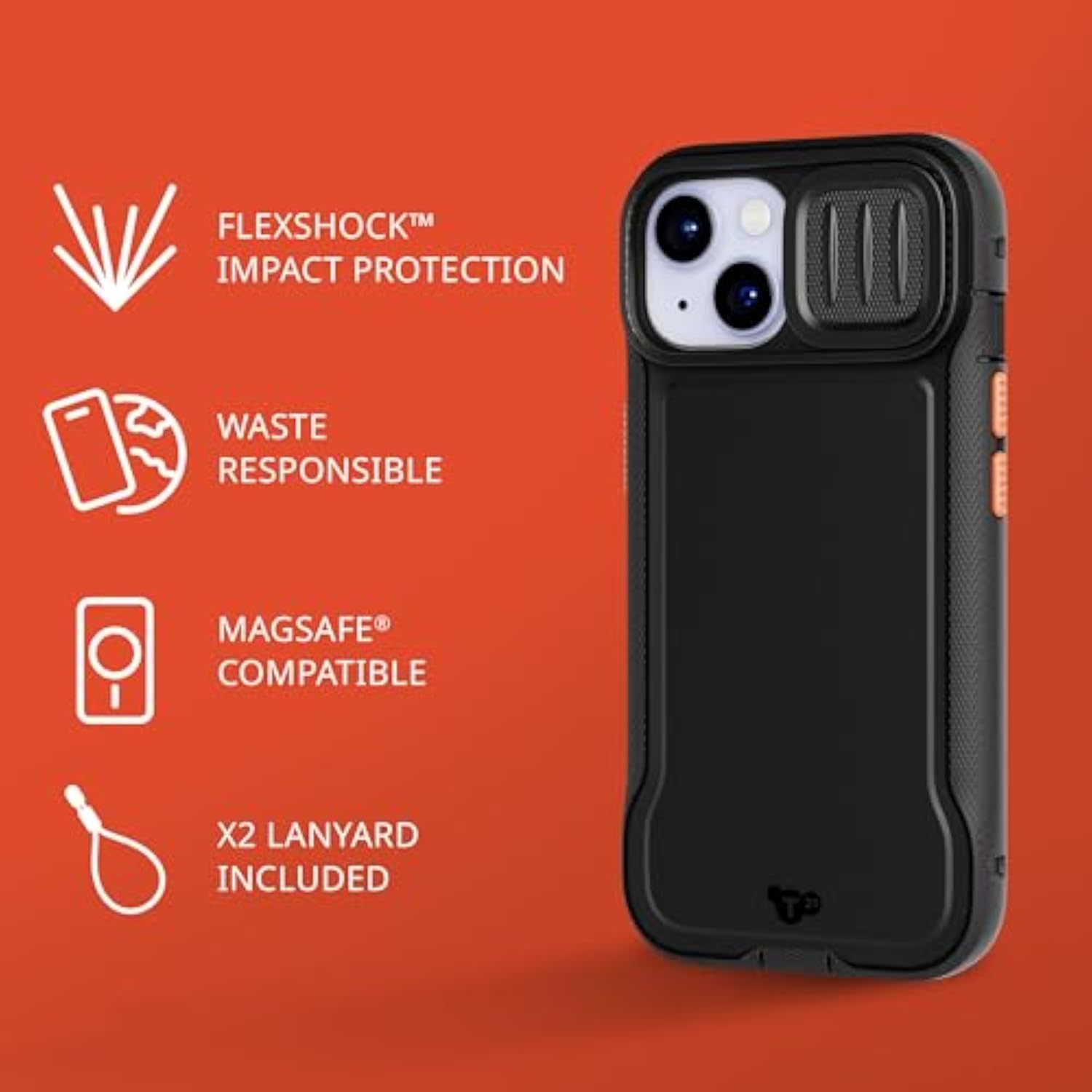 Evo Max Impact Protection Case for iPhone 15 and iPhone 17e - MagSafe Compatible with Lanyards Included - Black