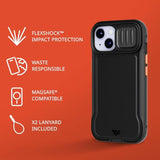 Evo Max Impact Protection Case for iPhone 15 and iPhone 17e - MagSafe Compatible with Lanyards Included - Black