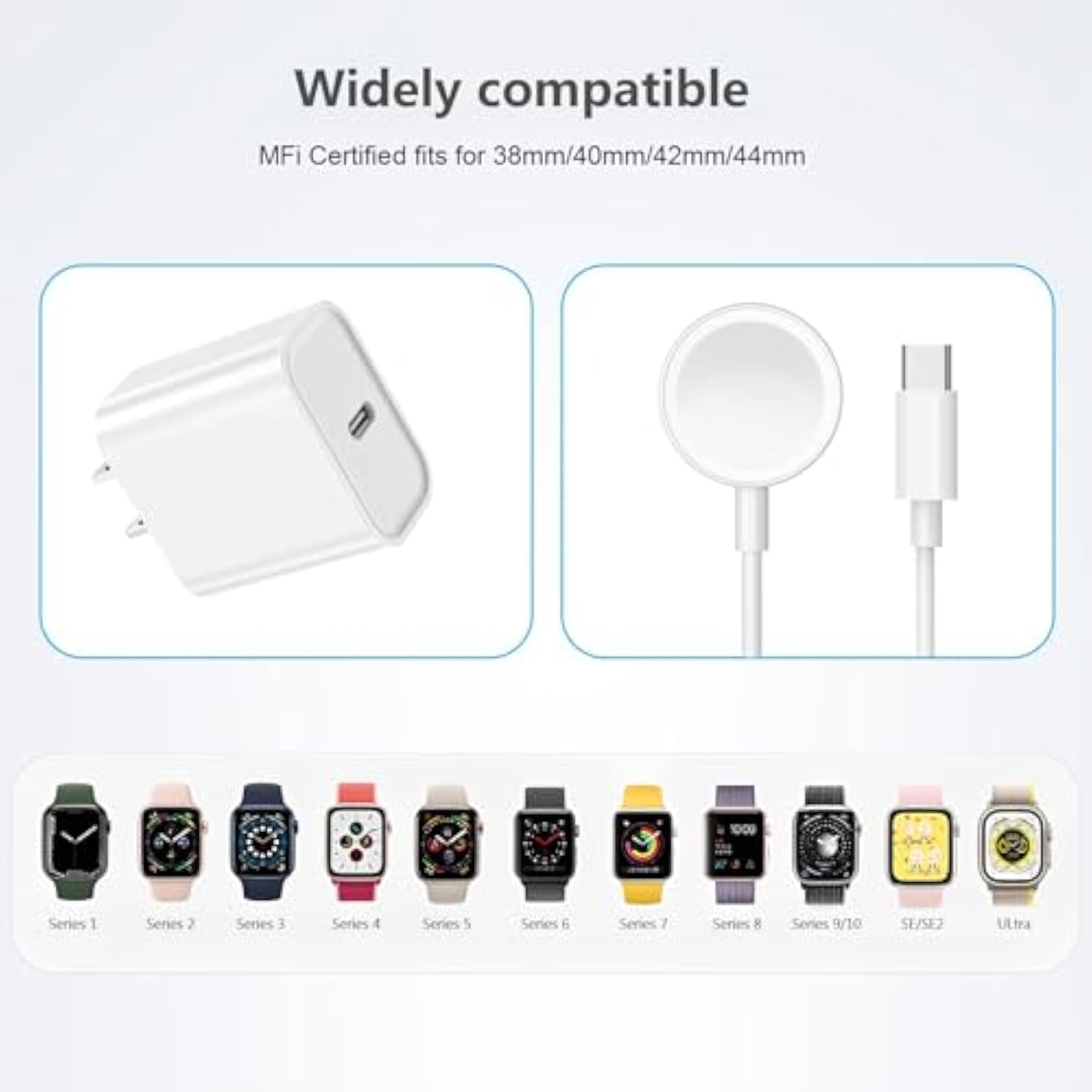 10Ft For Apple Watch Charger, Long 10 Ft Iwatch Portable Wireless Fast Charging Cable Cord With Usb C I-Watch Charger Plug Compatible With Series 10/9/8/7/Se/6/5/4/3/2/1 2Pack