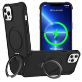 Designed For Iphone 12 Pro Max & 13 Pro Max Case With Magnetic Stand [Military Drop Protection][Compatible With Magnet] Shockproof 12 Pro Max & 13 Pro Max Phone Case With Ring Holder, Black