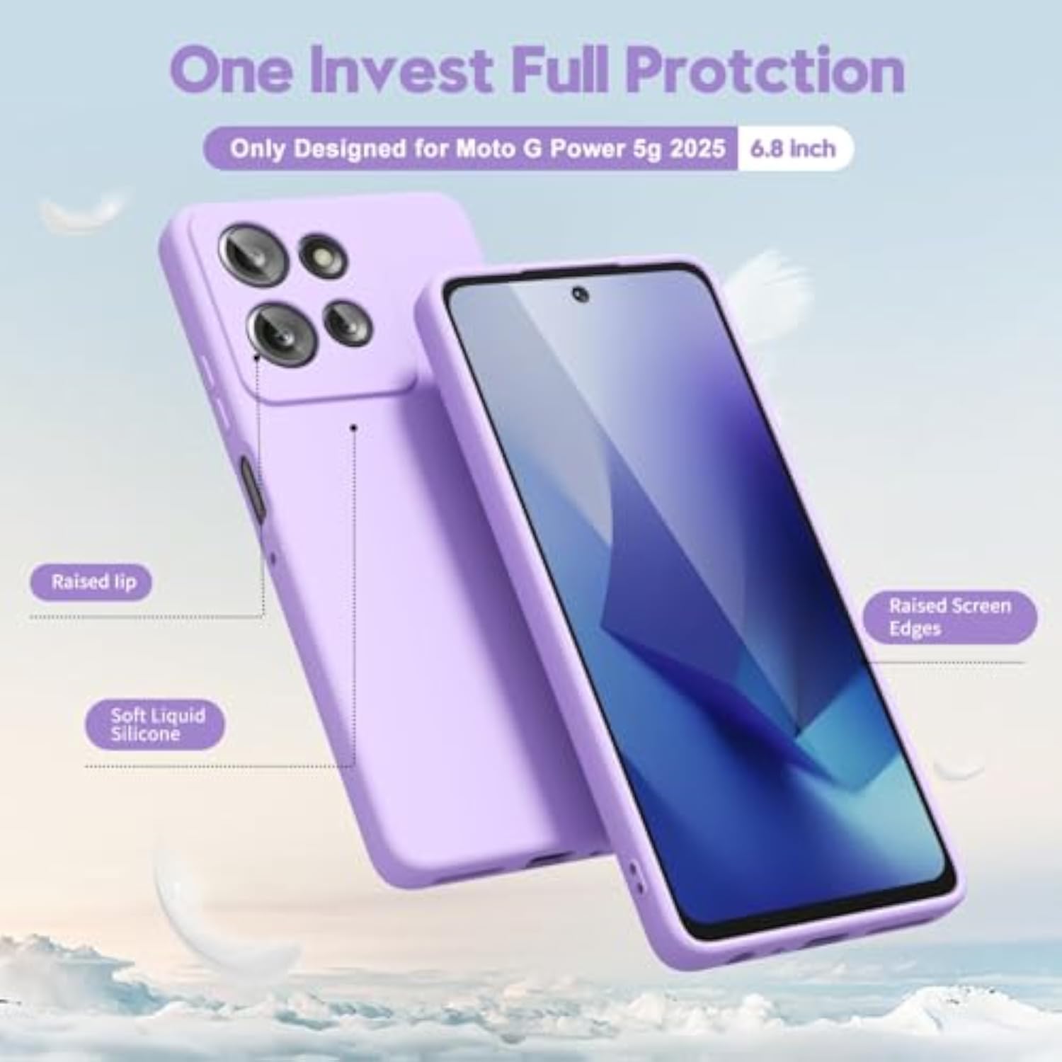 Motorola Moto G Power 2025/ G Power 2026 Case Liquid Silicone, Soft Rubber Gel Skin for Women Men, Purple Lavender Lilac Color, Thin Slim Grip, Matte Finish