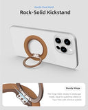 Magnetic Phone Ring Grip for MagSafe, Rotatable Ring Holder Stand with Adapter Ring for Phone Case, Brown