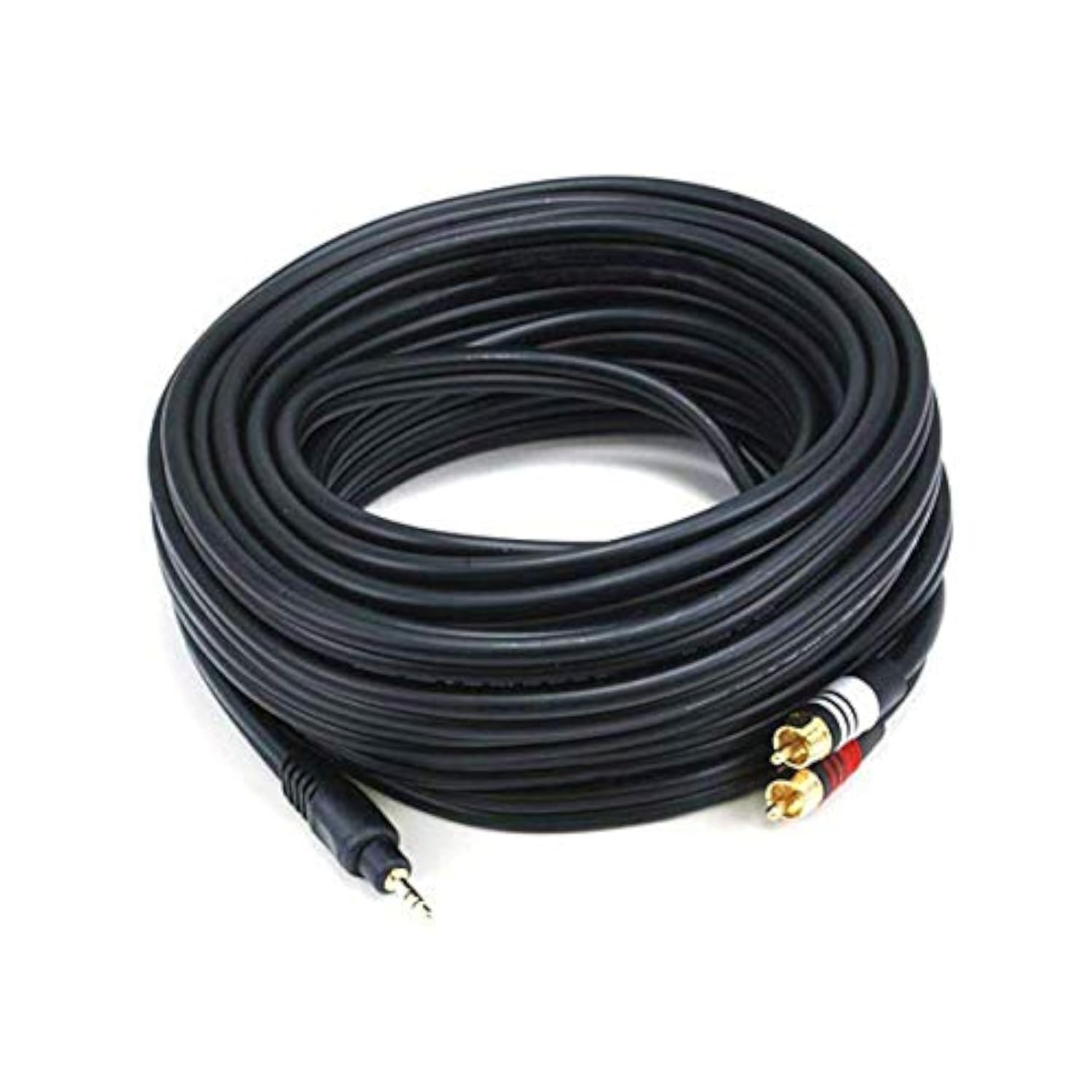 Audio Cable - 10 Feet - Black | Premium Stereo Male To 2 Rca Male 22Awg, Gold Plated