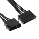 Ide To Sata Power Splitter Cable, Lp4 4 Pin Male To 5 Sata Female Power Extens