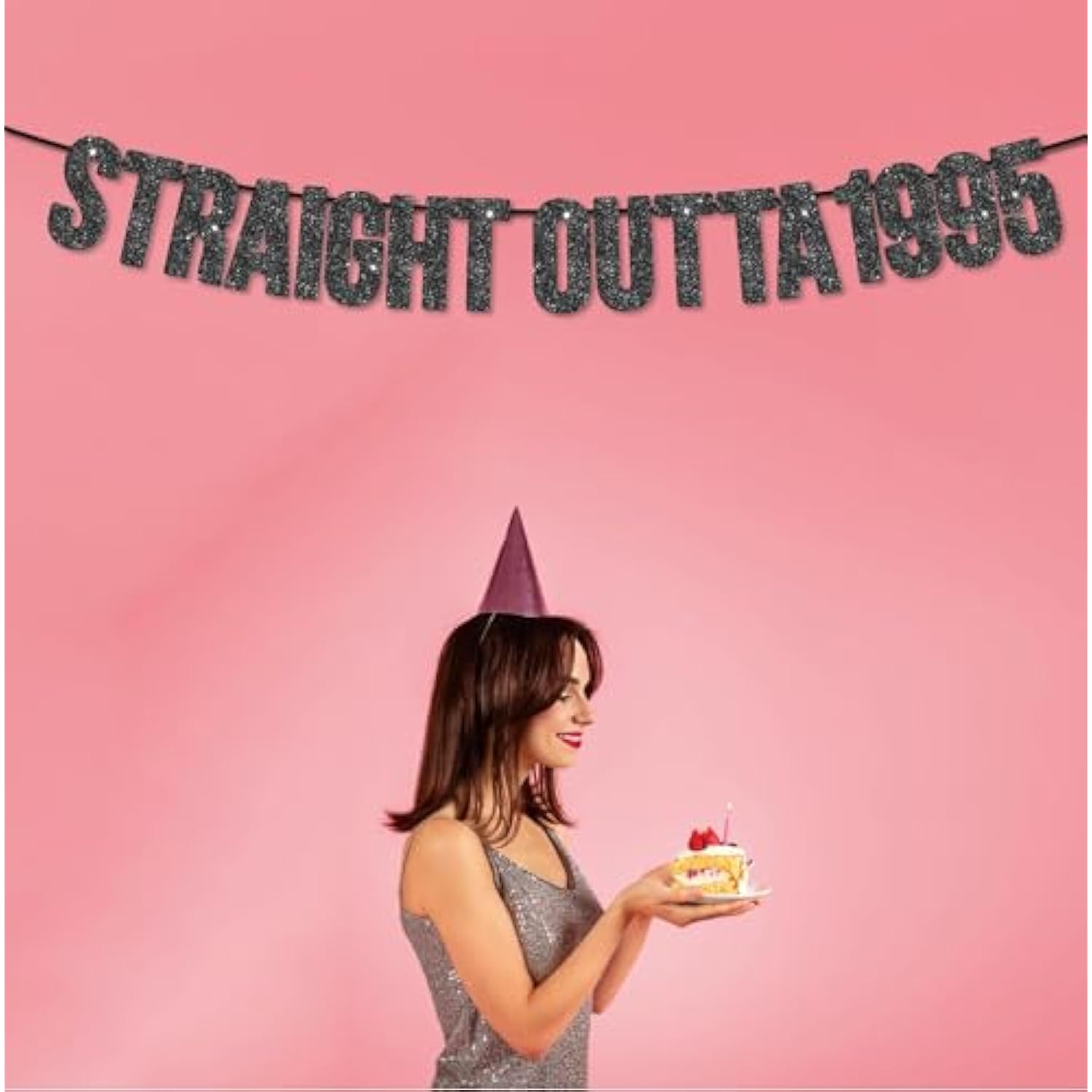 Pre-Strung Straight Outta 1995 Banner For 30Th Birthday Party Decoration,Happy 30Th Men Women Birthday Party Banner,Handmade - Black