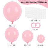 135Pcs Baby Pink Balloons Different Sizes 18 12 10 5 Inch For Garland Arch, Light Pastel Pink Latex Balloon For Wedding Birthday Party Baby Shower Gender Reveal Anniversary Decorations