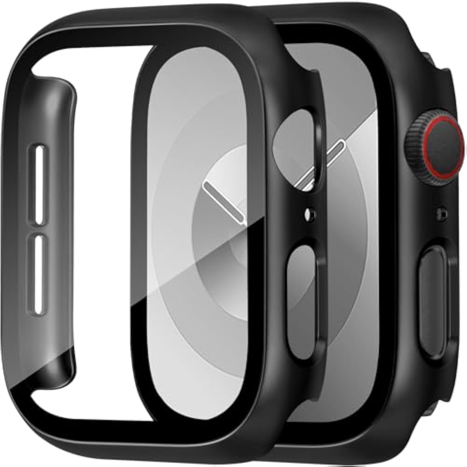 40Mm 2 Pack Hard Pc Case With Hd Tempered Glass Screen Protector For Apple Watch Series 6/5/4/Se/Se2/Se3, Guard Bumper Full Coverage Protective Anti-Scratch Face Cover For Iwatch, Black+ Black