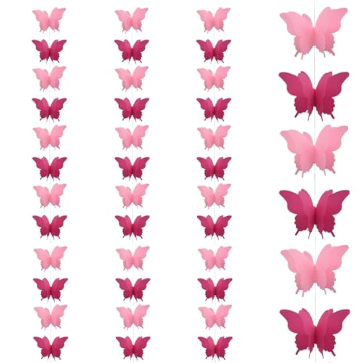 Yosawa 4 Pcs Large Paper Butterfly Banner Hanging Decorative, Curtain Hanging Paper Flower For Halloween Home Ceiling Decor Birthday Party Baby Shower Wedding Showcase Decoration?Zd/Pink?