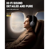 Picun NC60 Hybrid Active Noise Cancelling Headphones, Foldable Wireless Over Ear Bluetooth 5.4 Headphones, 80H Playtime, Transparency Mode, Stereo Bass, Custom EQ via App for Travel Home Black