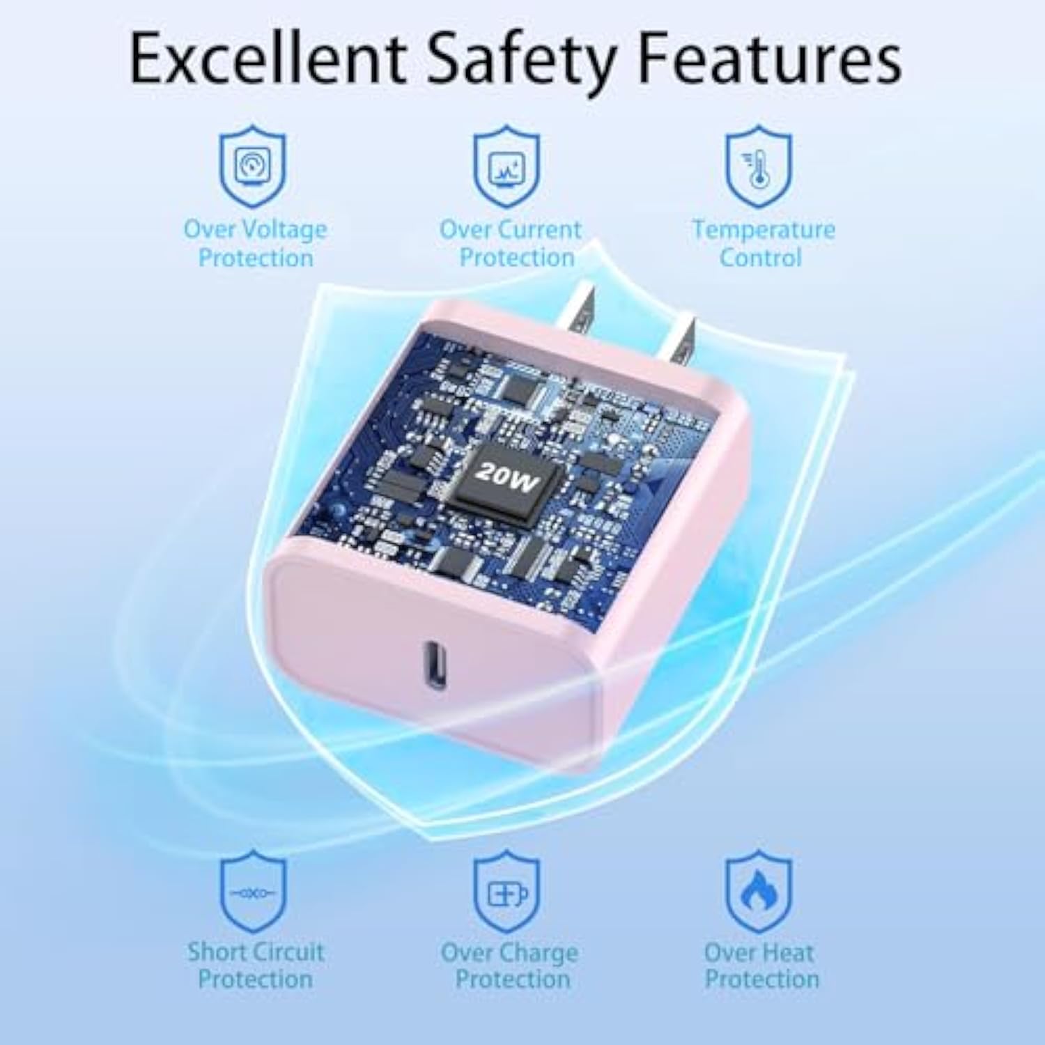 Pink Car Accessories Usb C Cable 17 Iphone Charger Fast Charging 6Ft 20W Usb-C Power Adapter Iphone 16 Pro Max Charger Cord For Iphone 17 Air 15 Plus 16E, Ipad Air, Galaxy Z Flip 7 Z Fold S25 [2-Pack]