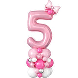 40 Inch Pink Number 5 Balloon For 5Th Birthday Decoration Pastel Baby Pink Number Five Foil Balloon Tower Giant Large Digit Hot Pink White Helium Balloons Stack Stand For Girls Anniversary Party