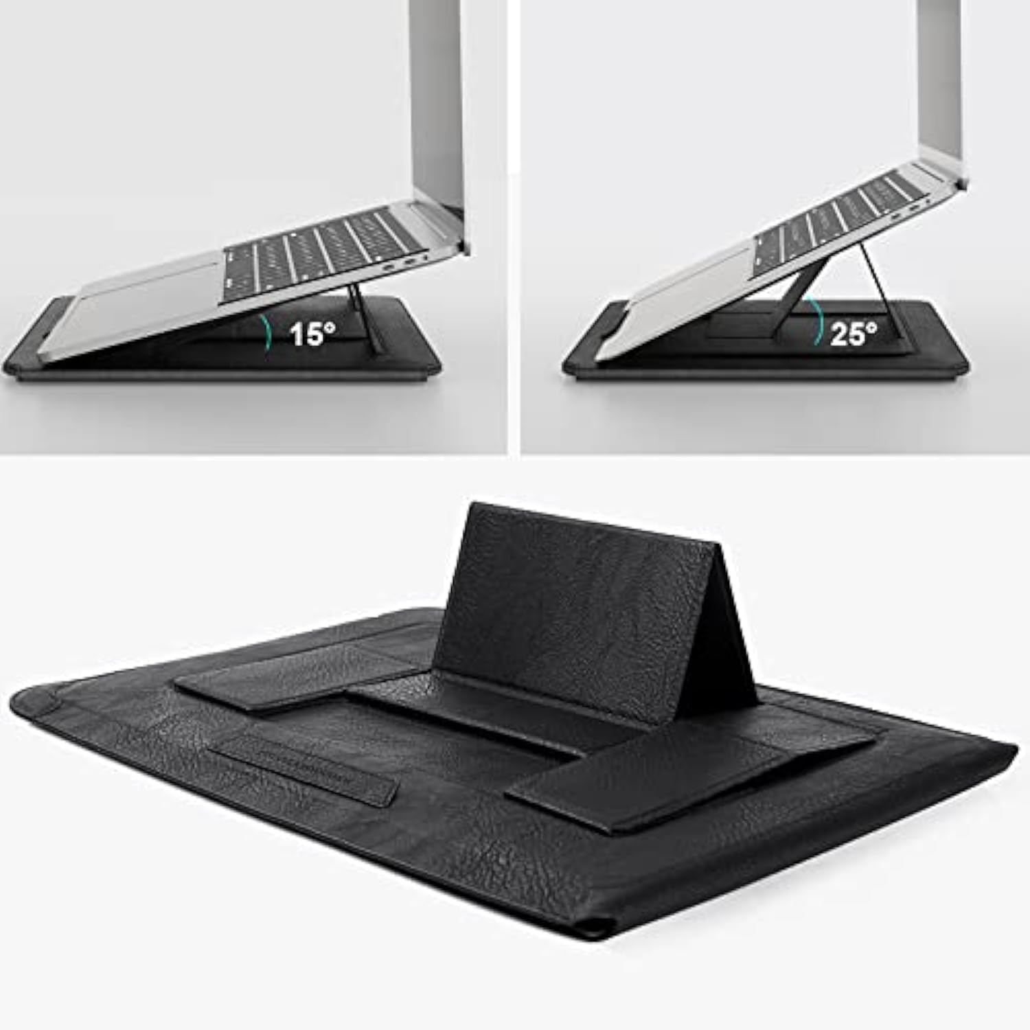 Laptop Sleeve 15.6 Inch,Macbook Air Sleeve Case With Laptop Stand And Mouse Pad,2 Stand Modes,Slim Protective Cover For Macbook Air M4,Air 15,Samsung/Hp 15-15.6 Inch Notebook,Black Texture