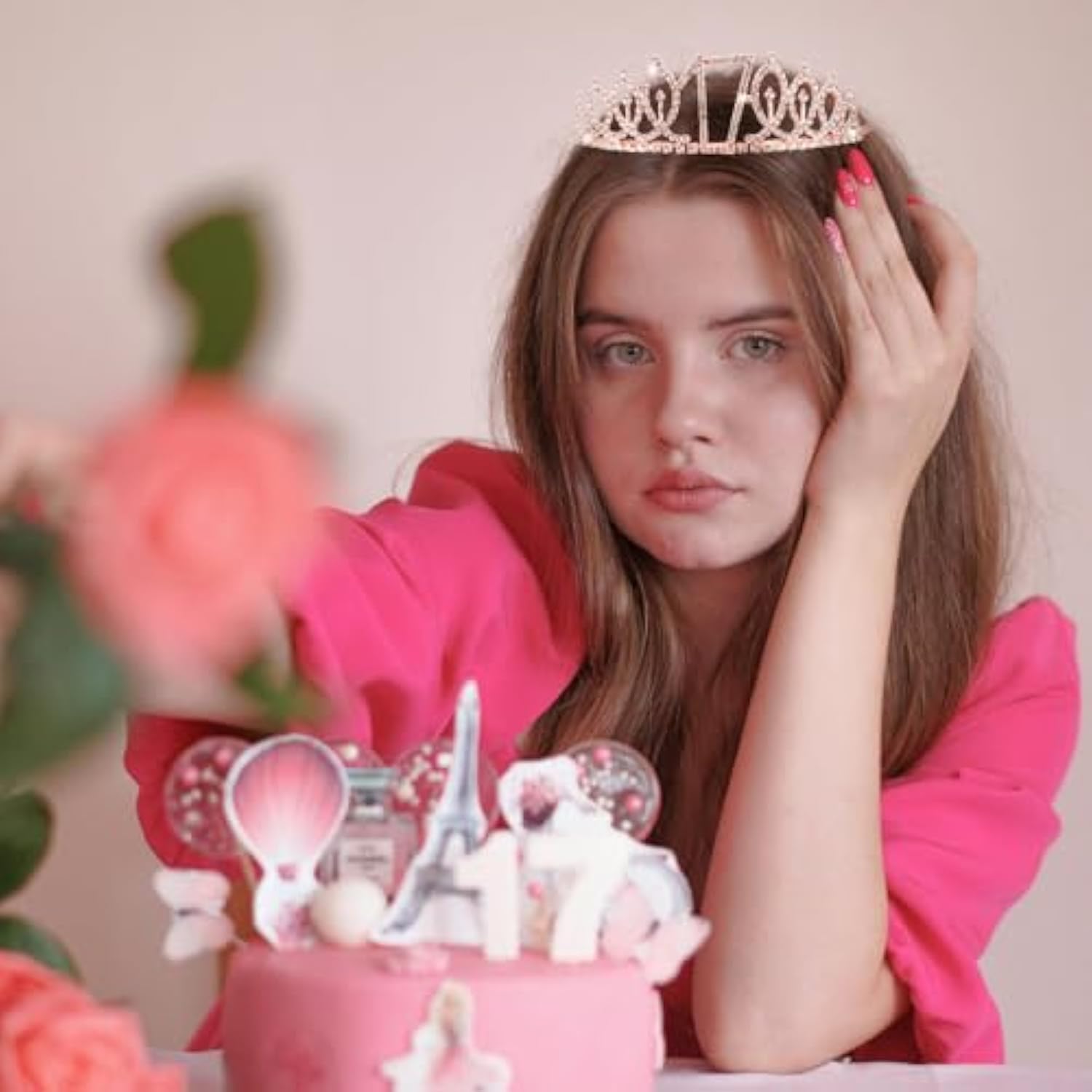 17Th Birthday Crown And Sash For Girls, It'S My 17 Bday Sash, 17Th Birthday Decorations Rose Gold