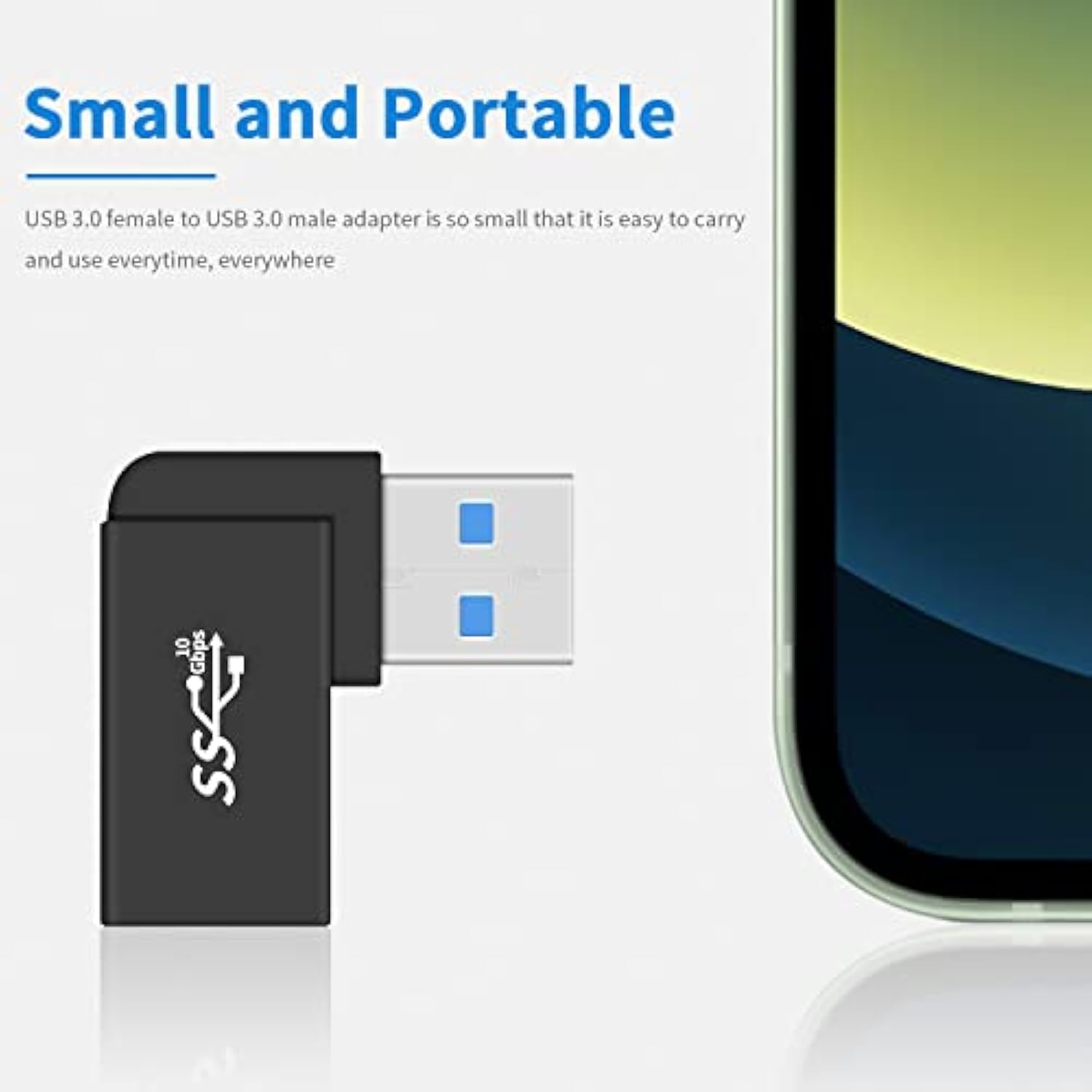 Usb 3.0 Adapter 90 Degree, Usb 3.0 Extension Adapter 5Gbps, 3Pack Right Angle