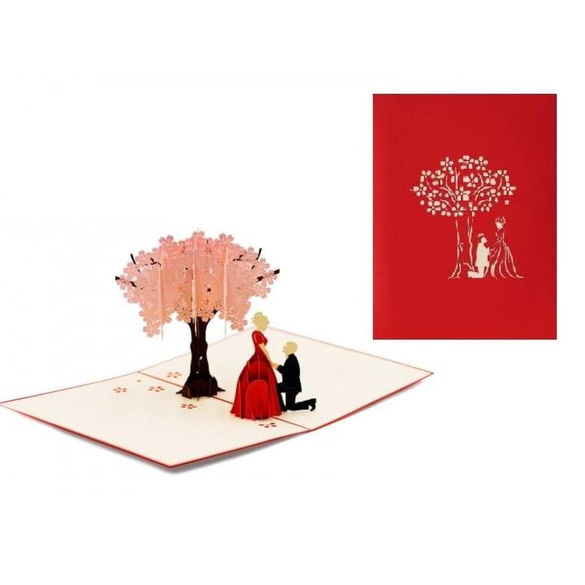 3D Pop Up Proposal Card – Cherry Blossom Tree & Romantic Couple | Handmade Wedding, Engagement, Valentine’S Day, Anniversary Greeting Card W09
