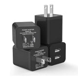 4-Pack Dual Port Usb Wall Charger 12W 2.4A Fast Charger Block For Iphone 17/16/15/14/13/12/11/X/8, Ipad, Airpods, Android, Samsung, Google Pixel, Moto, Lg - Compact Cube Adapter (Black)