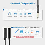 1/4" Splitter Cable, Trs To Dual 1/4" Trs Stereo Y Adapter, Gold-Plated Connectors, High-Fidelity Sound, Durable Aluminum Alloy Shell For Studio, Dj, Headphones, Live Sound Systems - 1.6Ft