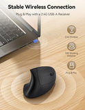 Ergonomic Mouse, Wireless Rechargeable Vertical Mouse For Carpal Tunnel Right Hand, 4800 Dpi 5 Adjustable Levels 2.4Ghz With Usb-A Receiver, Silent Click, For Laptop, Pc, Desktop (Not Usb-C)