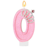 Pink Birthday Candle Crown Number 0 Candles Cake Candle,Pink Birthday Cake Topper Cupcake Decorations Party Decor For Girls And Women Anniversary Celebrations Supplies Favors
