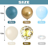 Dusty Blue Balloon Set, 60 Packs 12 Inches Metallic Chrome Gold Macaron Blue Ocean Blue White Sand Balloon Confetti Balloons For Boho Baby Shower Wedding Boy Birthday Graduation Decoration