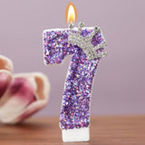 Birthday Number Candles,Purple Crown Birthday Candles For Cake,Glitter Number 7 Candle Cake Topper With Sequins For Anniversary Celebrations Supplies (Number 7)