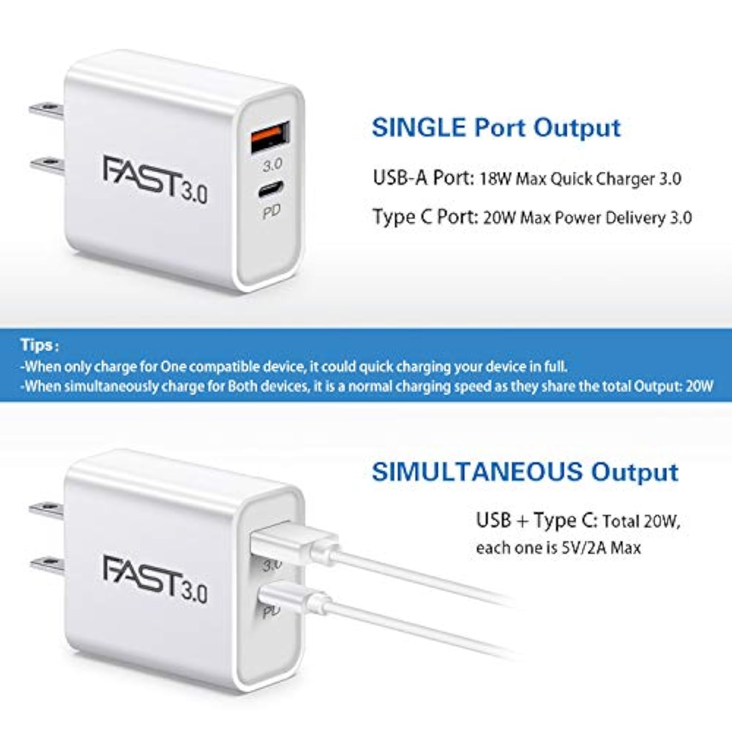 20W Usb C Fast Charger [4-Pack] Dual Port Pd Power Delivery + Fast Charger 3.0 Wall Charger Block Compatible For Iphone 15 14 13 Pro Max Mini Xs/Xr/X, 8/7/6, Ipad Pro,Samsung Galaxy, Pixel