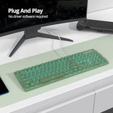 Typewriter Keyboard 104-Key Punk Gaming Retro Keyboard Led Ice Blue Backlit Cute Keyboards With Wired Usb Suitable For Pc/Win/Mac/Laptop Computer Keyboard(Dark Green)