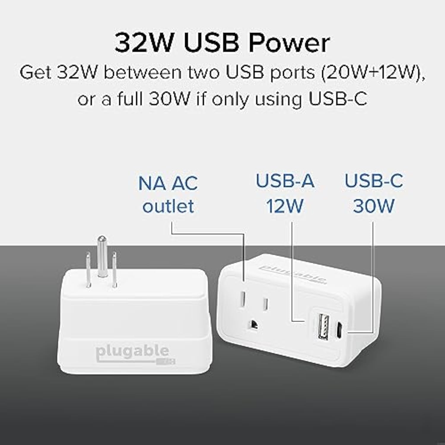 32W Usb-C Charger Block – Portable Outlet Extender With Usb-C & Usb-A – Fast Wall Charger For Iphone 15/16, Travel, Home, Or Office