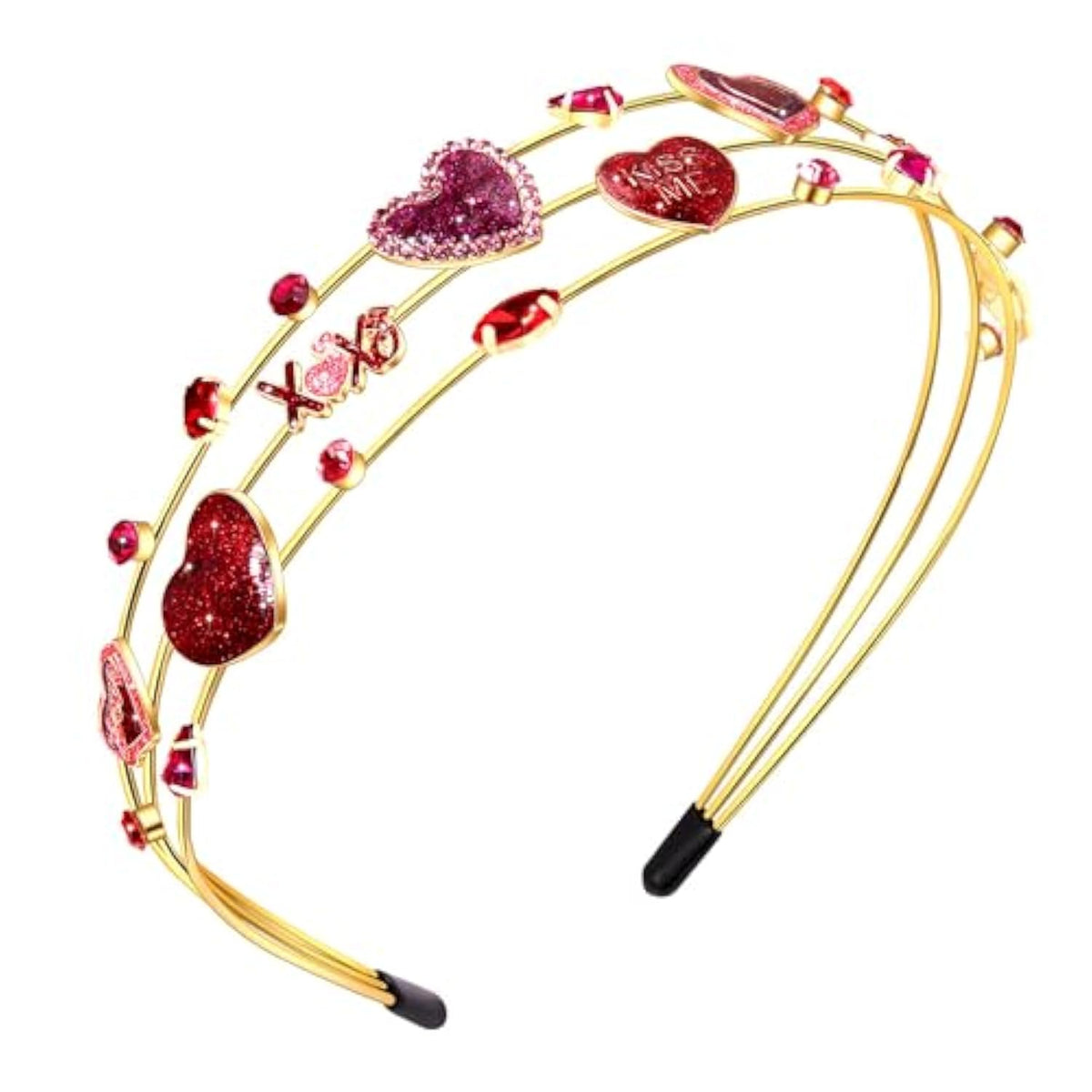 Valentines Day Headbands For Women Xoxo Heart Headbands Multi Layer Crystal Hairbands Valentines Costume Headwear Hair Accessories Gifts For Her (Xoxo Heart)