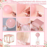 4 Set Pink Girl Tulle Tutu Balloon With Letter Boxes Baby Shower Table Centerpieces Decor For Gender Reveal 24'' Balloons White Tulle Cover With Stand, Boxes For Girl Boy Wedding Birthday Witch Party