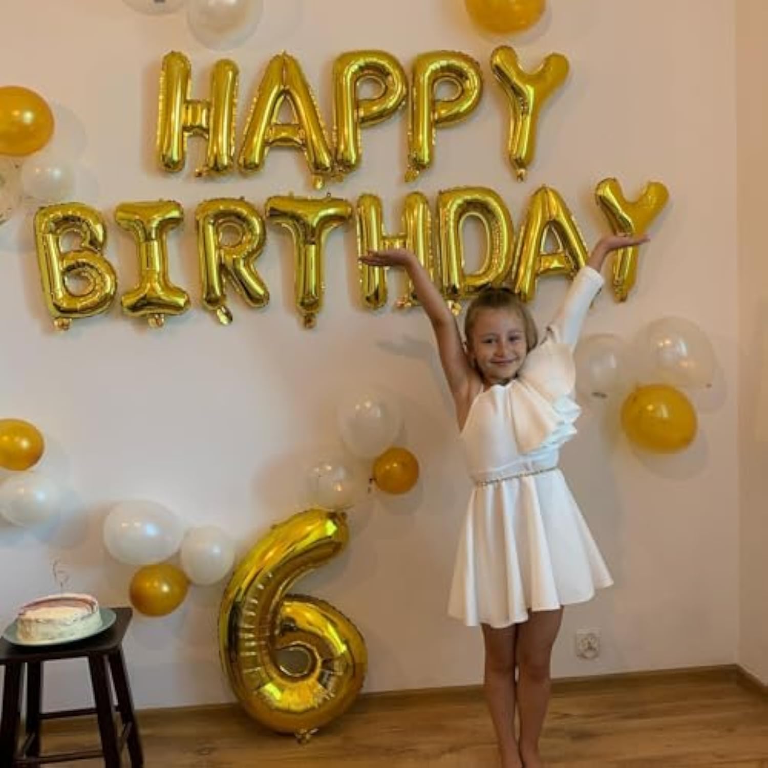 16in Gold Happy Birthday Foil Balloons Reusable Banner Party Decor