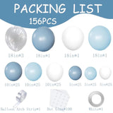 156Pcs Dusty Blue Balloon Arch Kit Different Sizes Light Blue Baby Blue And White And Clear Latex Balloons Garland Arch Kit For Baby Shower Gender Reveal Wedding Birthday Decorations For Boy Men
