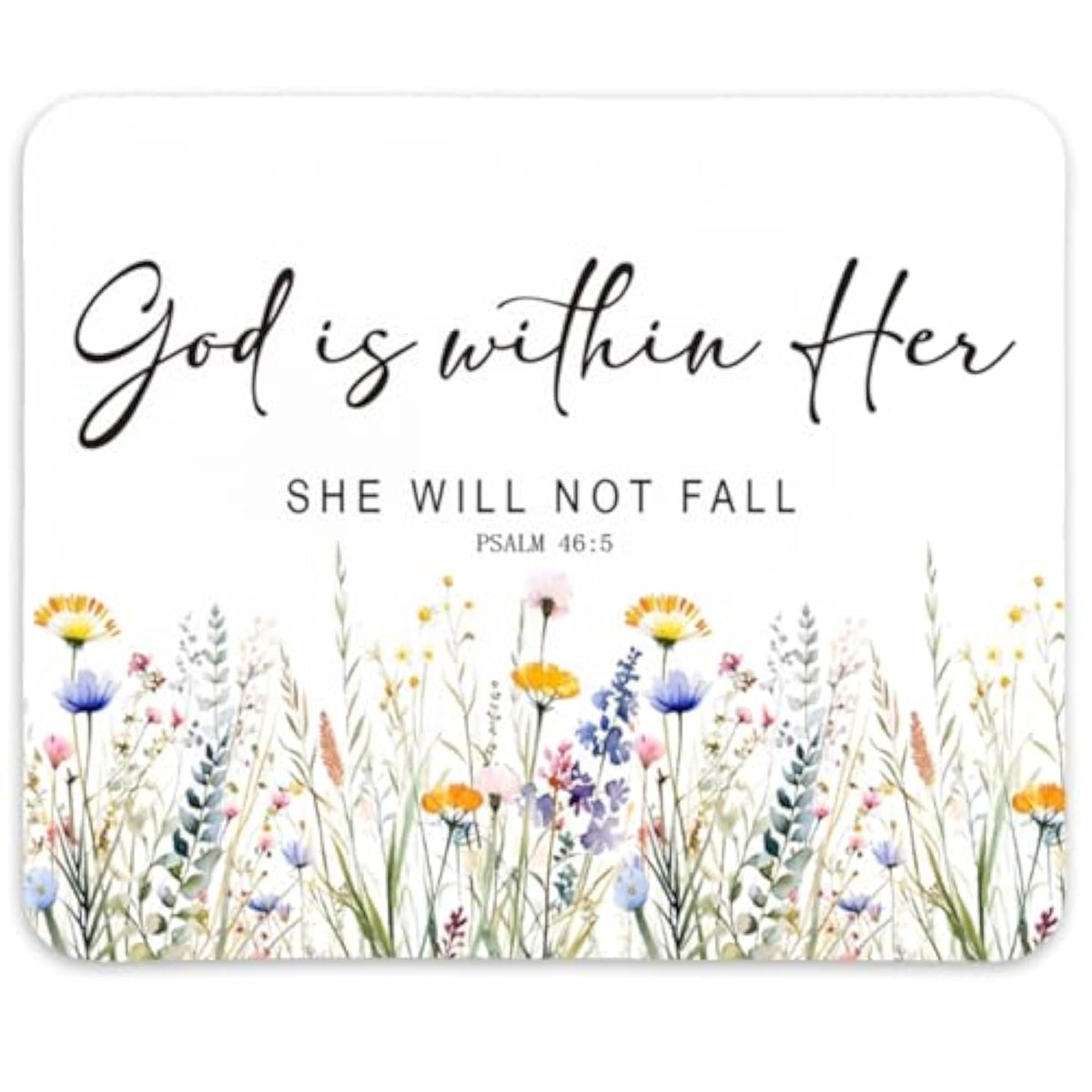 Inspirational Christian Floral Mouse Pad,Christian Gifts For Women,God Is Within Her She Will Not Fall,Non-Slip Rubber Base Mousepads For Home Office Dorm Desk Decor,9.5X7.9 Inches