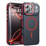 3 In 1 For Iphone 17 Pro Max Case, [Omni-Directional Protection] With 1X Screen Protector + 1X Camera Cover, [Seamless Work With Magsafe] Protective Magnetic Case For Iphone 17 Pro Max Red