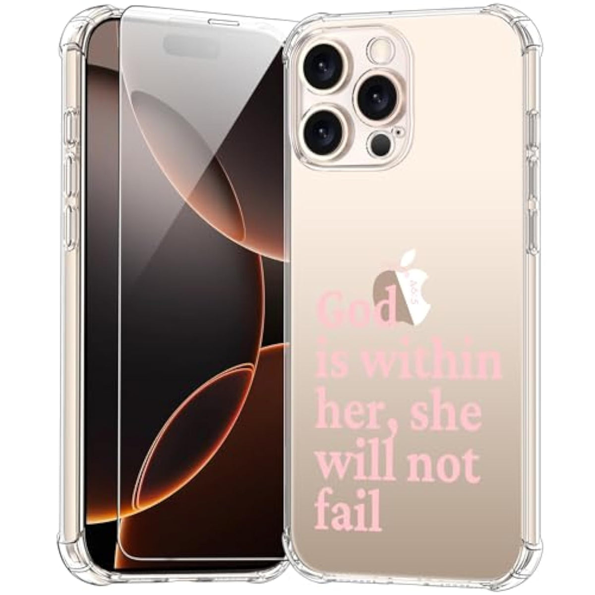 For Iphone 16 Pro Max Case With Screen Protector,Enhanced Camera Protection,Clear Tpu Cover With Trendy Designs For Girls Women,Slim Fit Protective Phone Case,God Is Within Her