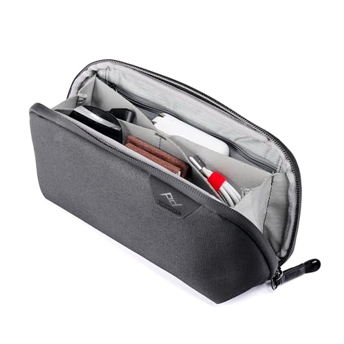 Small Tech Pouch, Black, Electronics Organizer For Travel Or Everyday Carry, Origami-Style Storage, Cable Pass-Through, Weatherproof Recycled Nylon, Gear Carry Bag For Men And Women