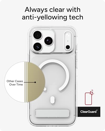 ZAGG Crystal Palace Case with Kickstand for iPhone 17 Pro Max - Clear, Drop Protection (13ft/4m), MagSafe Charging Compatible, ClearGuard
