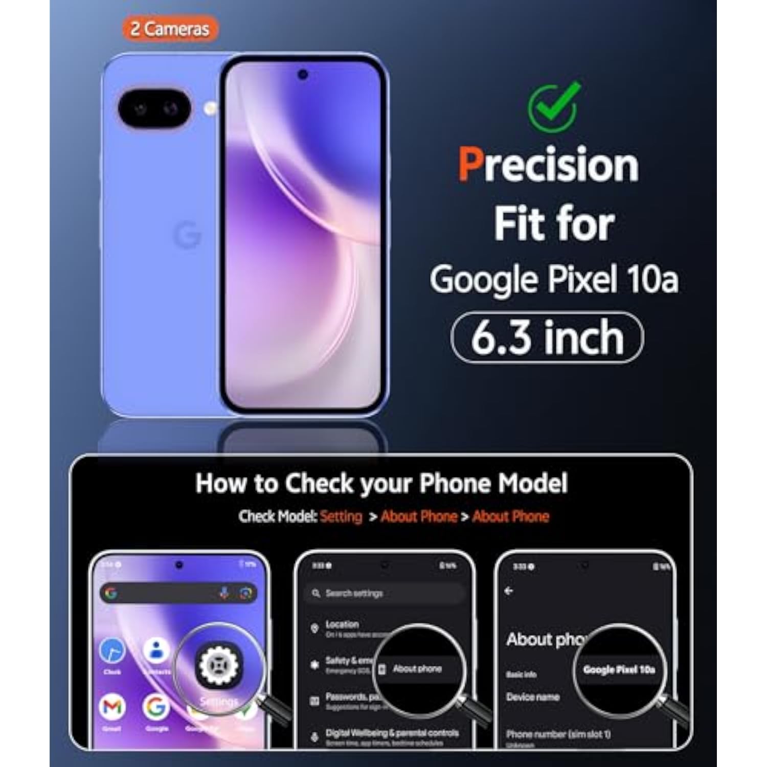 Clear Google Pixel 10a Phone Case with Built-in Screen Protector