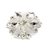 10 Pcs Silver Hollow Metal Flower Rhinestone Petals Sewing Coat Button