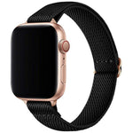 Slim Stretchy Bands Compatible With Apple Watch Band 42Mm 41Mm 40Mm 38Mm, Women Elastics Nylon Thin Strap For Iwatch Se2 Se Series 10 9 8 7 6 5 4 3 2 1 (Black/Rose Gold)