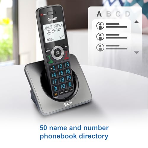 Gl2101-5 Dect 6.0 5-Handset Cordless Home Phone With Call Block, Caller Id, Full-Duplex Handset Speakerphone, 2" White Backlit Display, Lighted Keypad (Graphite & Black)