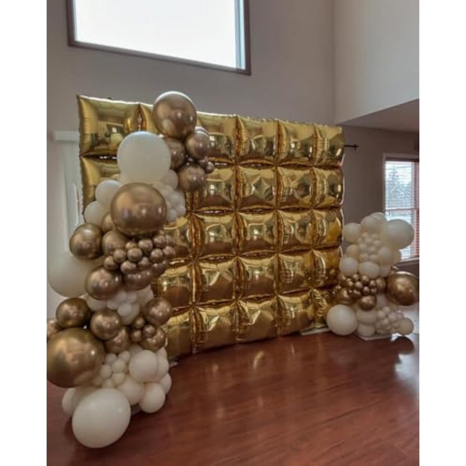 50Pcs Black Square Foil Balloons Wall Backdrop With 80Pcs Black Balloon Garland Arch Kit, Double Sided Balloon Tunnel For Anniversary New Year Birthday Graduation Baby Shower Party Decorations