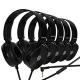 Bulk Kids Headphones For School With Microphones - 5-Pack On-Ear 3.5Mm Wired H