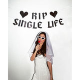 Rip Single Life Glitter Banner Black Bachelorette Party Decoration