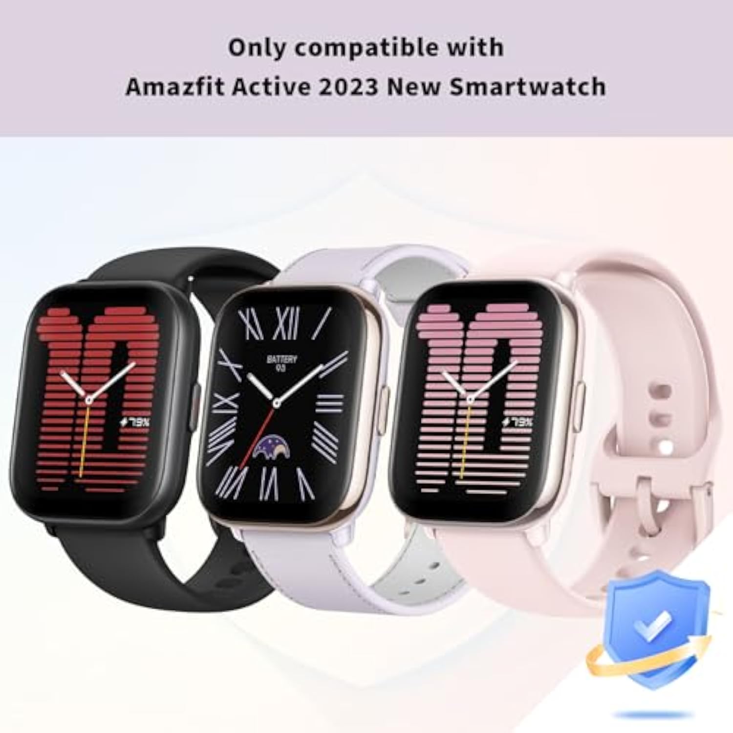 2-Pack For Amazfit Active Smartwatch Screen Protector Case, Hard Pc Bumper Built-In Tempered Glass Film Face Cover Replacement Accessories For Active Smart Watch