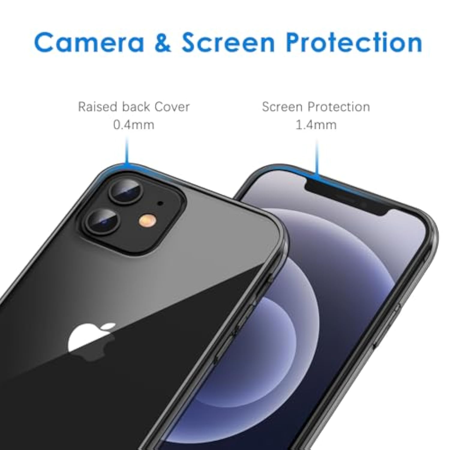 Jetech Case For 12/12 Pro 6.1-Inch, Non-Yellowing Shockproof Phone Bumper Cover, Anti-Scratch Clear Back (Black)