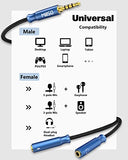 Headphone Mic Splitter 3.5mm Headset Adapter TRRS Male to 2 TRS Female [Nylon Braid & Young Series] Mic & Audio Y Splitter Cable for Gaming Headset